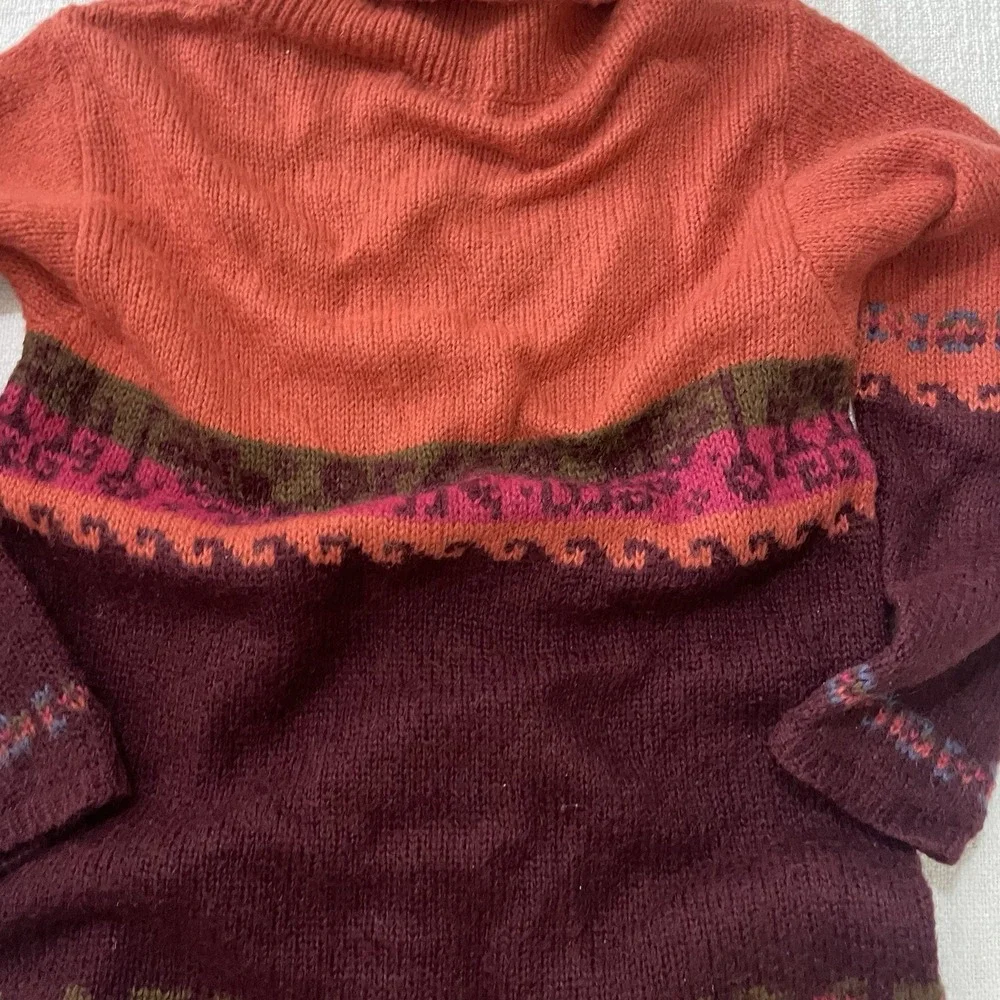 United Colors of Benetton Wool Knit Nordic Pattern‎ Sweater Size 48 Italy Warm